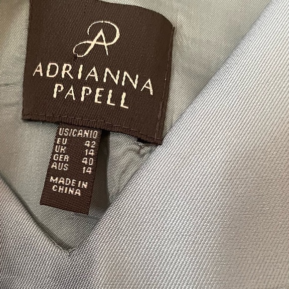 Adrianna Papell Blue Satin Fit and Flare Mini Dress with Jewel Details, Size 10 - Picture 4 of 4